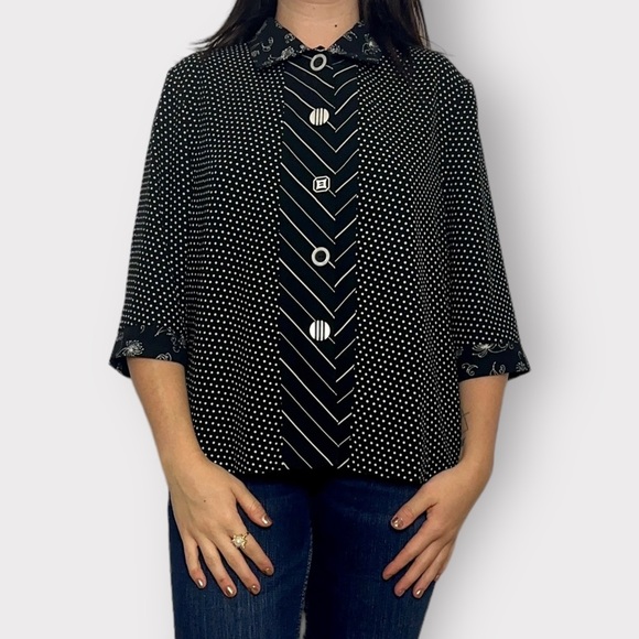 Vintage 1990’s Bellessa Funky Button Up Blouse - Picture 1 of 5